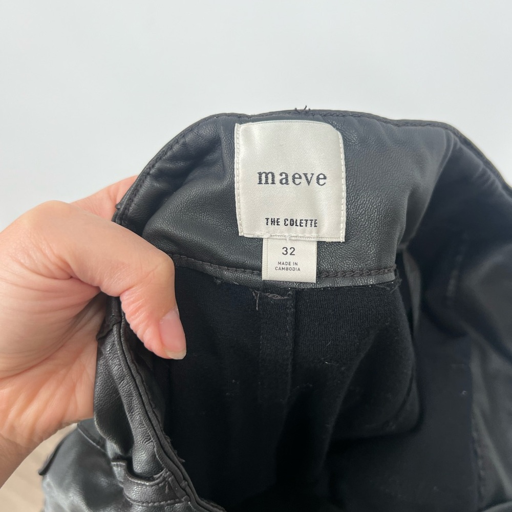 Maeve by Anthropologie Colette Faux Leather Cropped Wide-Leg Pants in Black - Picture 7 of 8